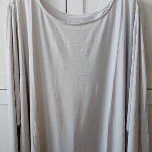 Susan Graver Stone Gray Liquid Knit Tunic Top Bateau Neck 5X NWOT